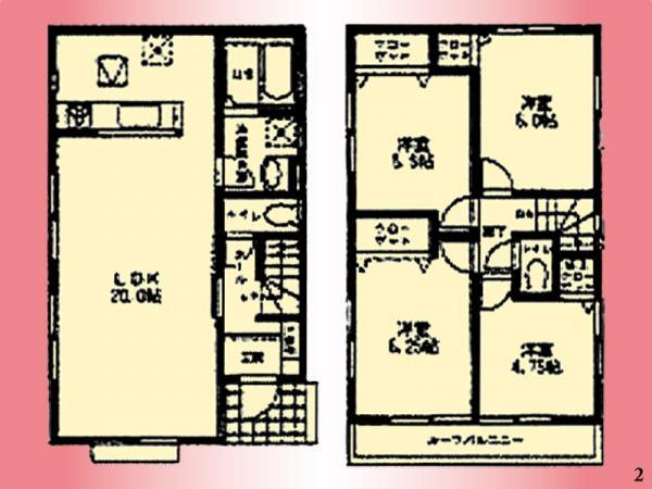Floor plan. 24,800,000 yen, 4LDK, Land area 100 sq m , Building area 94.4 sq m