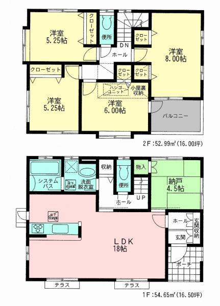 Floor plan. 36,800,000 yen, 5LDK, Land area 133.43 sq m , Building area 107.64 sq m