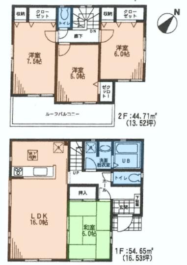Floor plan. 27.5 million yen, 4LDK, Land area 120.42 sq m , Building area 99.36 sq m