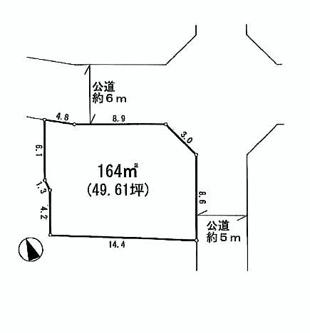 Compartment figure. Land price 30 million yen, Land area 164 sq m is shaping areas of the floor plan to enter easily northeast corner of hope.