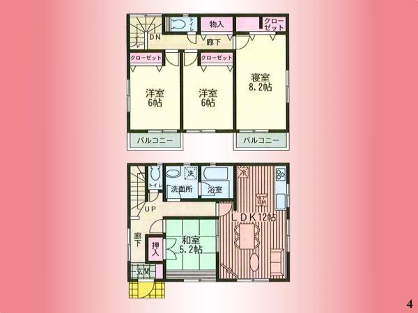 Floor plan. 22,800,000 yen, 4LDK, Land area 120.07 sq m , Building area 94.76 sq m
