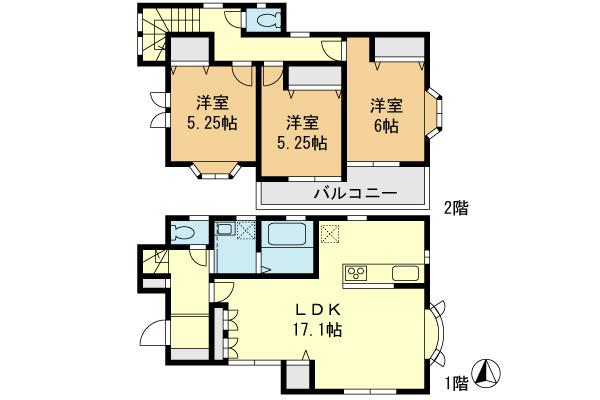 Floor plan. 23.8 million yen, 3LDK, Land area 102.37 sq m , Building area 81.79 sq m