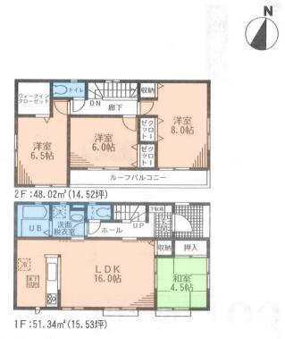 Floor plan. (5 ●), Price 38,800,000 yen, 4LDK, Land area 101.4 sq m , Building area 99.36 sq m