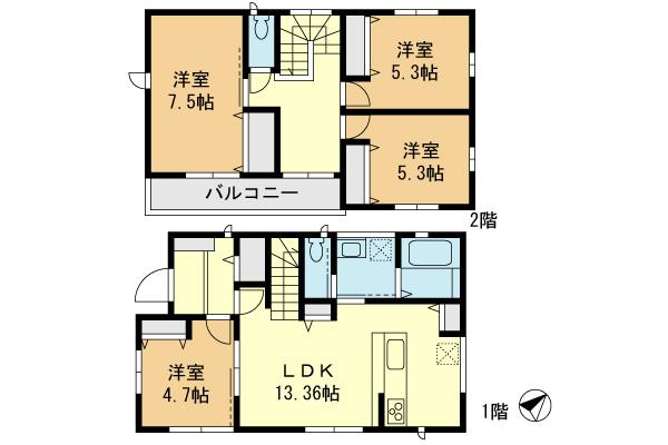Floor plan. 20.8 million yen, 4LDK, Land area 200.76 sq m , Building area 92.32 sq m