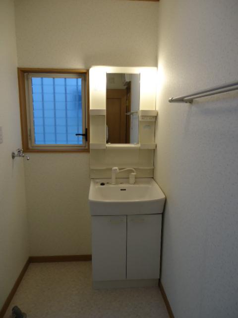 Wash basin, toilet. Large vanity morning is fun