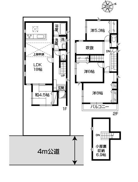 Floor plan. (No.2), Price 45,800,000 yen, 4LDK+S, Land area 111.01 sq m , Building area 101.69 sq m