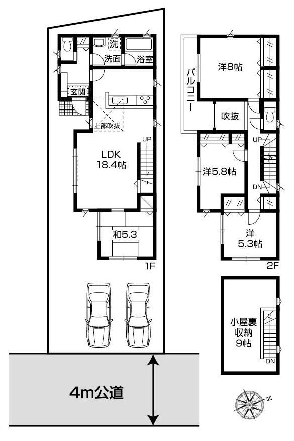 Floor plan. (No.3), Price 49,800,000 yen, 4LDK+S, Land area 127.53 sq m , Building area 105.16 sq m
