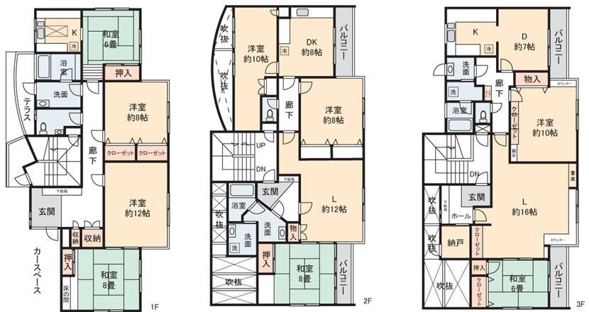 Floor plan. 69,800,000 yen, 8LLDDKK + 2S (storeroom), Land area 192.1 sq m , Building area 340.48 sq m