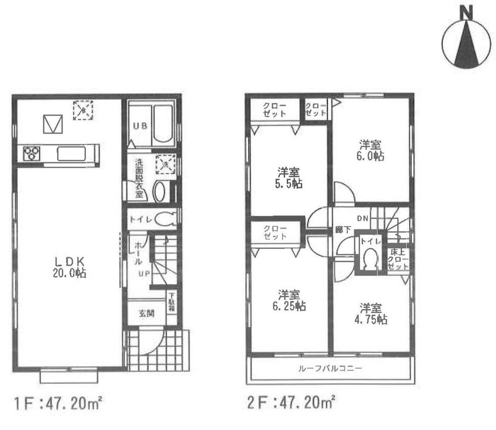 Floor plan. (2), Price 23.8 million yen, 4LDK, Land area 100 sq m , Building area 94.4 sq m