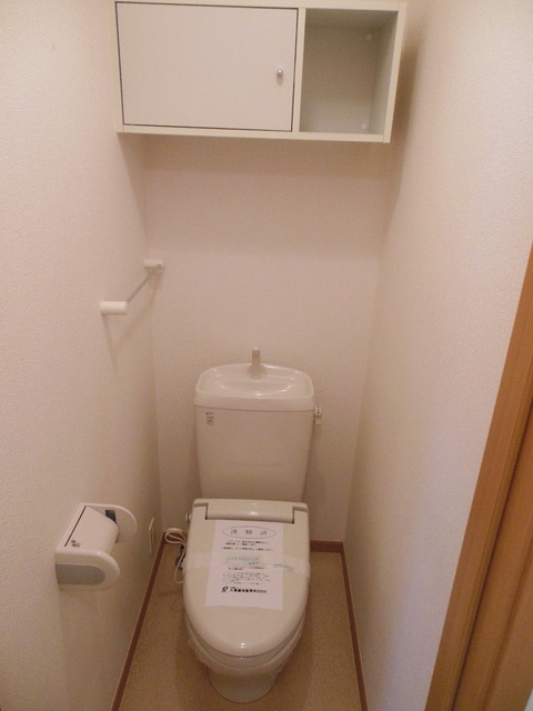 Toilet. There is a shelf in toilet