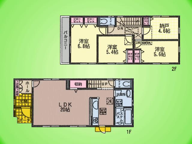 Floor plan. (1 Building), Price 36,800,000 yen, 3LDK+S, Land area 100.3 sq m , Building area 100.19 sq m