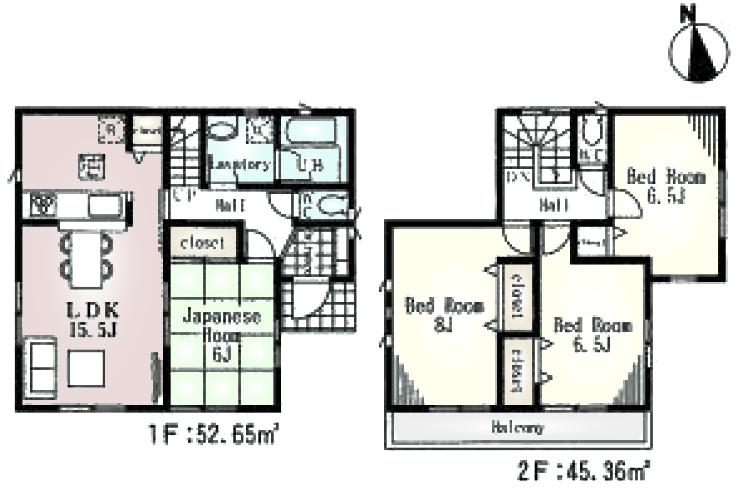 Floor plan. (2), Price 35,800,000 yen, 4LDK, Land area 98.45 sq m , Building area 98.01 sq m