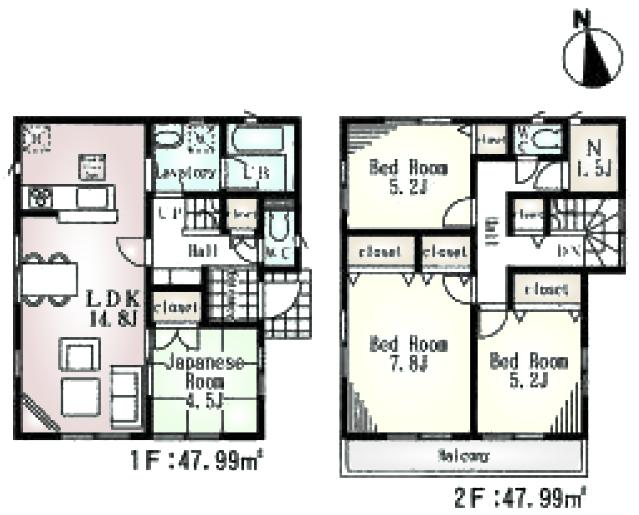 Floor plan. (3), Price 34,800,000 yen, 4LDK, Land area 99.37 sq m , Building area 95.98 sq m