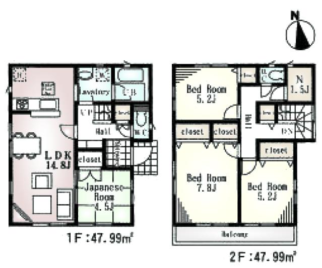 Floor plan. (6), Price 34,800,000 yen, 4LDK, Land area 98.17 sq m , Building area 95.98 sq m