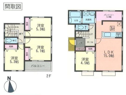Floor plan. 31.5 million yen, 4LDK, Land area 135.19 sq m , Building area 92.53 sq m