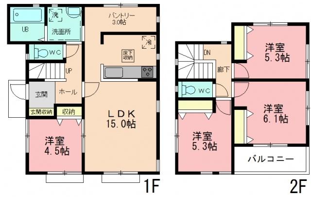 Floor plan. 31.5 million yen, 4LDK, Land area 135.19 sq m , Building area 92.53 sq m
