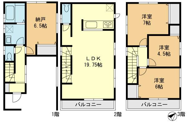 Floor plan. 44,800,000 yen, 3LDK + S (storeroom), Land area 84.08 sq m , Building area 113.4 sq m