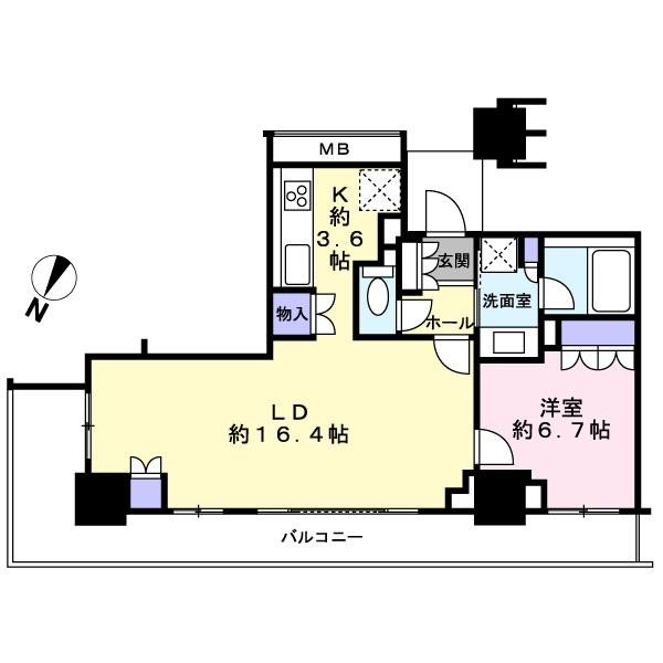 Floor plan. 1LDK, Price 27.5 million yen, Occupied area 59.01 sq m