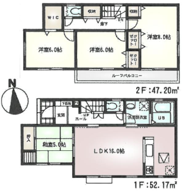 Floor plan. (1 Building), Price 28,900,000 yen, 4LDK, Land area 110.33 sq m , Building area 99.37 sq m