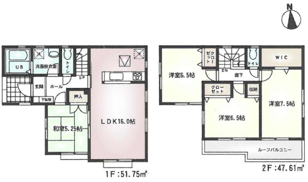Floor plan. (4 Building), Price 27.6 million yen, 4LDK, Land area 108.05 sq m , Building area 99.36 sq m