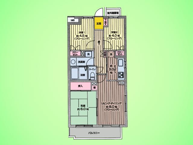 Floor plan. 3LDK, Price 18,800,000 yen, Occupied area 59.94 sq m , , Please visit us the renovation apartment balcony area 5.96 sq m 3LDK ☆