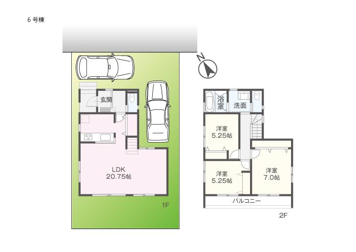 Floor plan. (6 Building), Price 27,800,000 yen, 3LDK, Land area 113.7 sq m , Building area 90.15 sq m