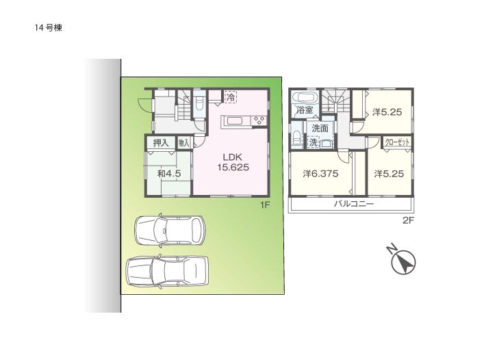 Floor plan. (14 Building), Price 27,800,000 yen, 4LDK, Land area 120.28 sq m , Building area 91.5 sq m