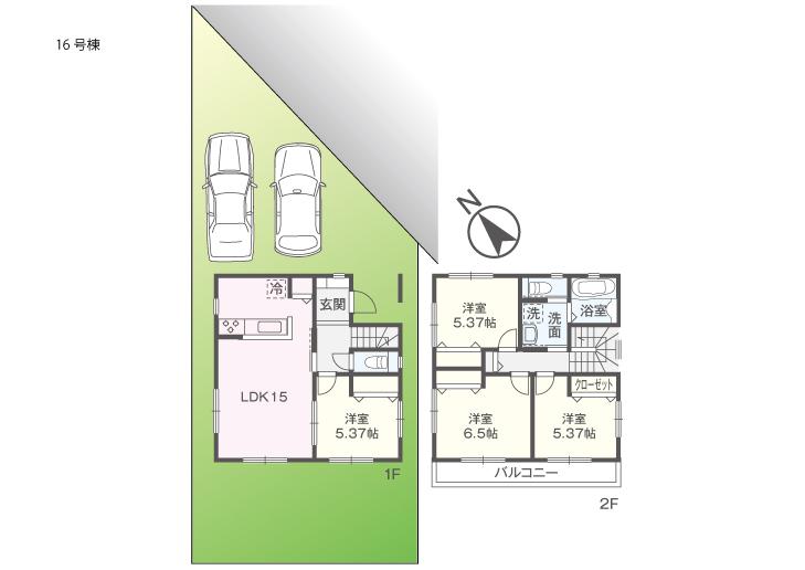 Floor plan. (16 Building), Price 27,800,000 yen, 4LDK, Land area 134.19 sq m , Building area 89.84 sq m