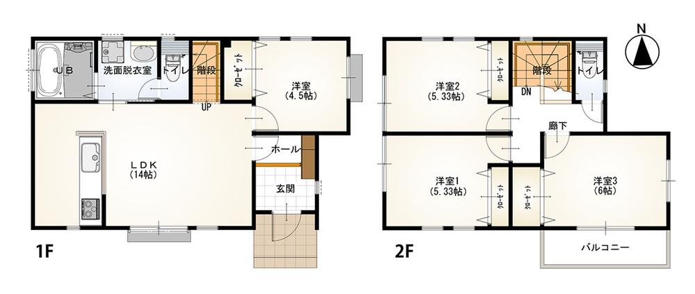 Floor plan. (3 Building), Price 22.5 million yen, 4LDK, Land area 175.67 sq m , Building area 85.93 sq m