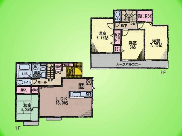 Floor plan. (Building 2), Price 38,800,000 yen, 4LDK, Land area 110.68 sq m , Building area 99.77 sq m