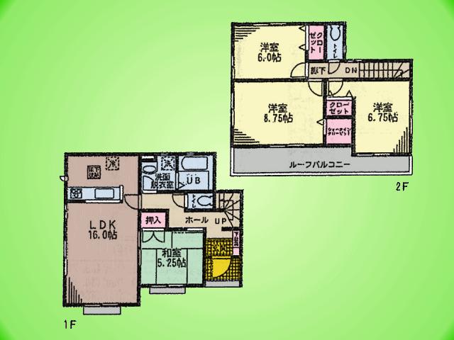 Floor plan. (3 Building), Price 38,800,000 yen, 4LDK, Land area 103.51 sq m , Building area 99.99 sq m