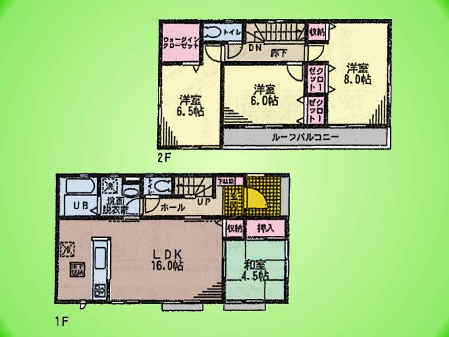 Floor plan. (5 Building), Price 38,800,000 yen, 4LDK, Land area 101.4 sq m , Building area 99.36 sq m