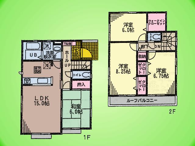 Floor plan. (6 Building), Price 35,800,000 yen, 4LDK, Land area 111.55 sq m , Building area 99.78 sq m