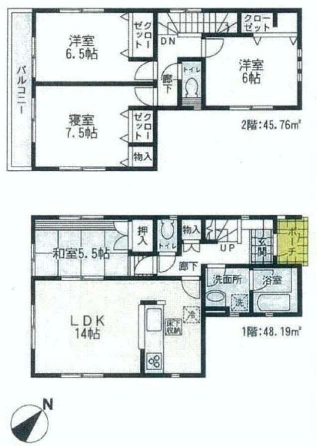 Floor plan. (6), Price 23.8 million yen, 4LDK, Land area 105.19 sq m , Building area 93.95 sq m