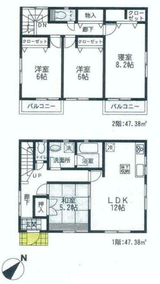 Floor plan. (4), Price 22,800,000 yen, 4LDK, Land area 120.07 sq m , Building area 94.76 sq m