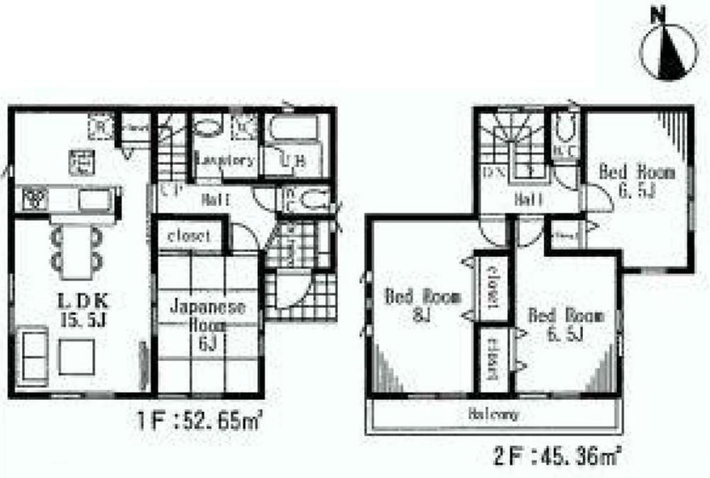Floor plan. (2 ●), Price 35,800,000 yen, 4LDK, Land area 98.45 sq m , Building area 98.01 sq m