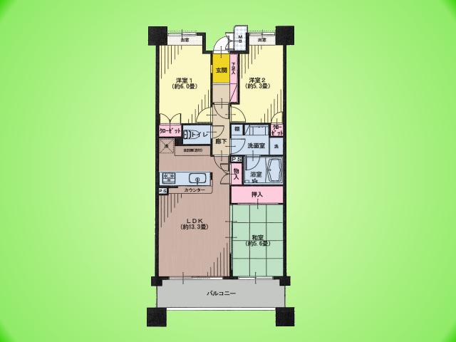 Floor plan. 3LDK, Price 36,900,000 yen, Occupied area 66.56 sq m , Balcony area 8.8 sq m, please visit us the renovation already clean rooms ☆