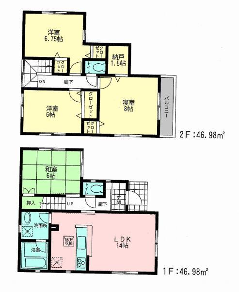 Floor plan. 31,800,000 yen, 4LDK, Land area 100.19 sq m , Building area 93.96 sq m