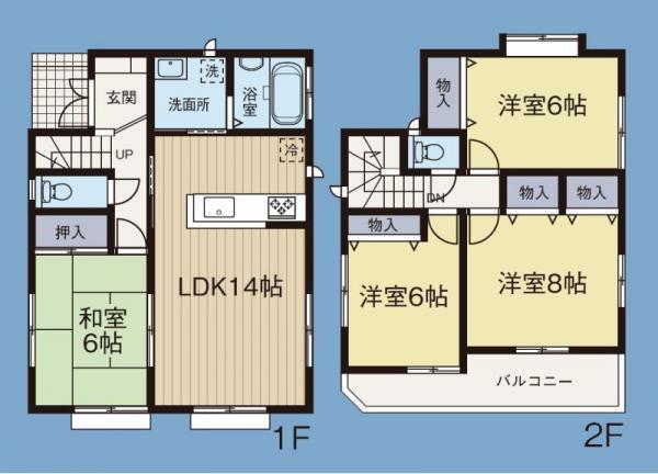 Floor plan. 37,800,000 yen, 4LDK, Land area 100.37 sq m , Building area 93.98 sq m