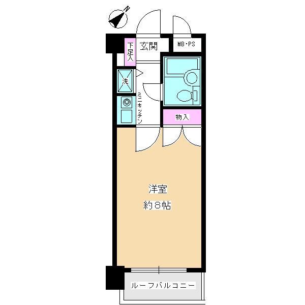 Floor plan. Price 4.3 million yen, Occupied area 22.62 sq m , Balcony area 2.5 sq m