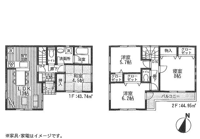 Floor plan. (1 Building), Price 24,800,000 yen, 4LDK, Land area 110.42 sq m , Building area 88.69 sq m