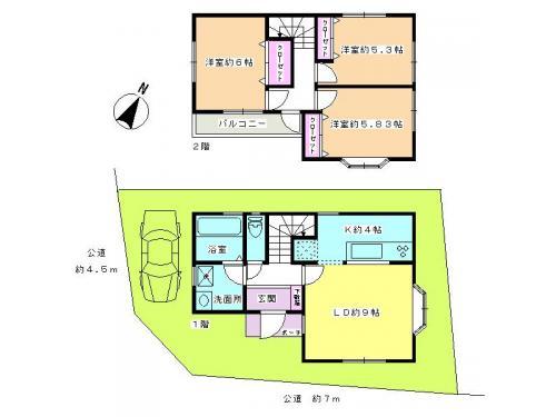 Floor plan. 21.5 million yen, 3LDK, Land area 74.92 sq m , Building area 74.52 sq m