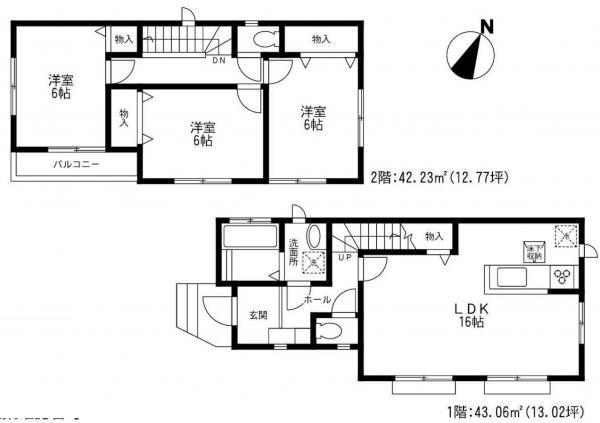 Floor plan. 33,500,000 yen, 3LDK, Land area 86.22 sq m , Building area 85.29 sq m