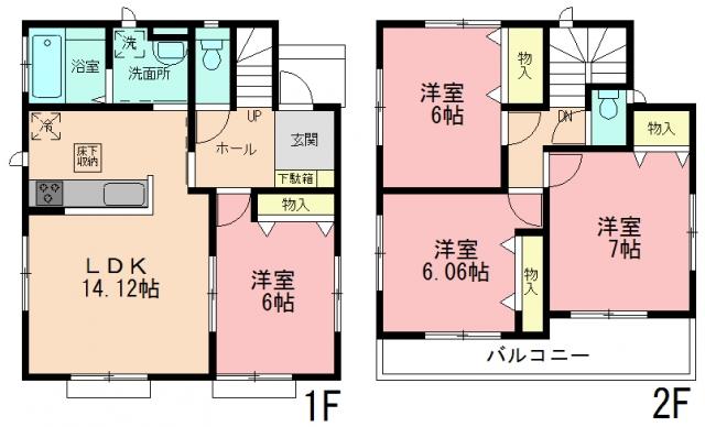 Floor plan. 39,950,000 yen, 4LDK, Land area 142.49 sq m , Building area 92.94 sq m