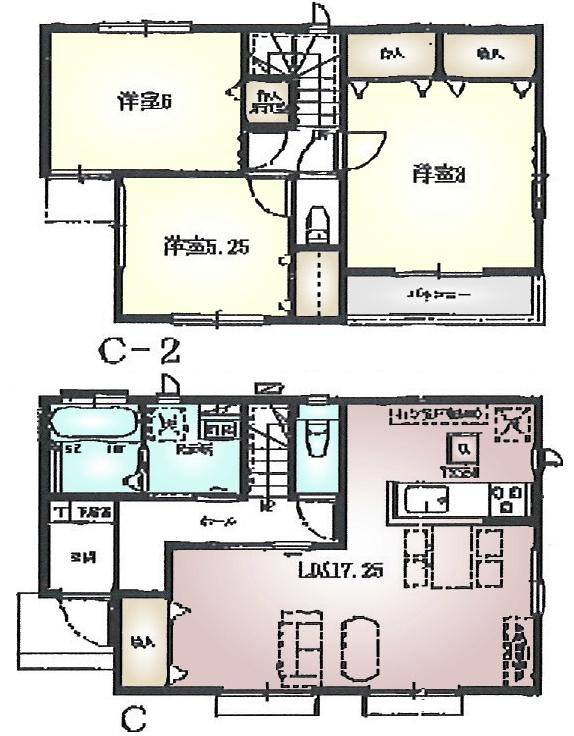 Floor plan. (C Building), Price 31,800,000 yen, 3LDK, Land area 100.05 sq m , Building area 89.84 sq m