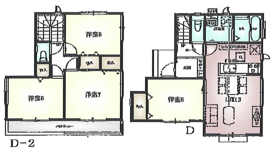 Floor plan. (D Building), Price 32,800,000 yen, 4LDK, Land area 100.01 sq m , Building area 89.43 sq m