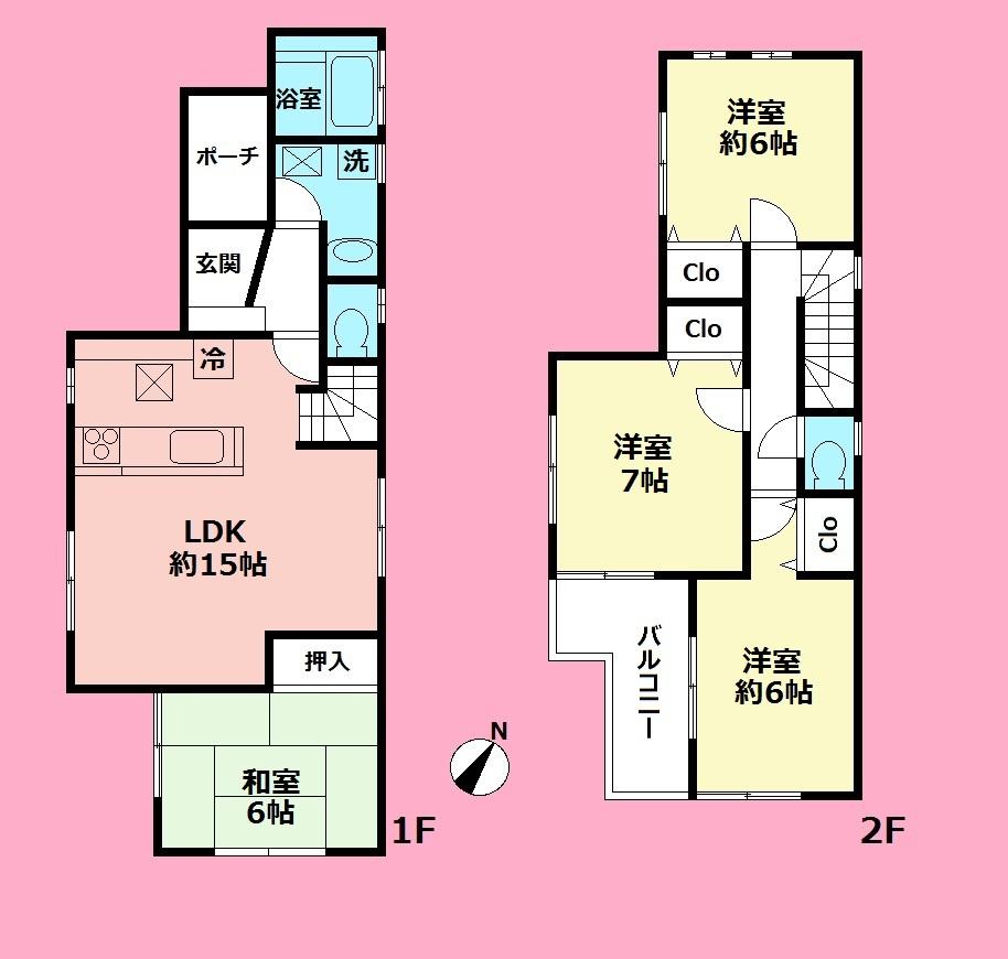 Floor plan. 41,800,000 yen, 4LDK, Land area 98.59 sq m , Building area 95.22 sq m