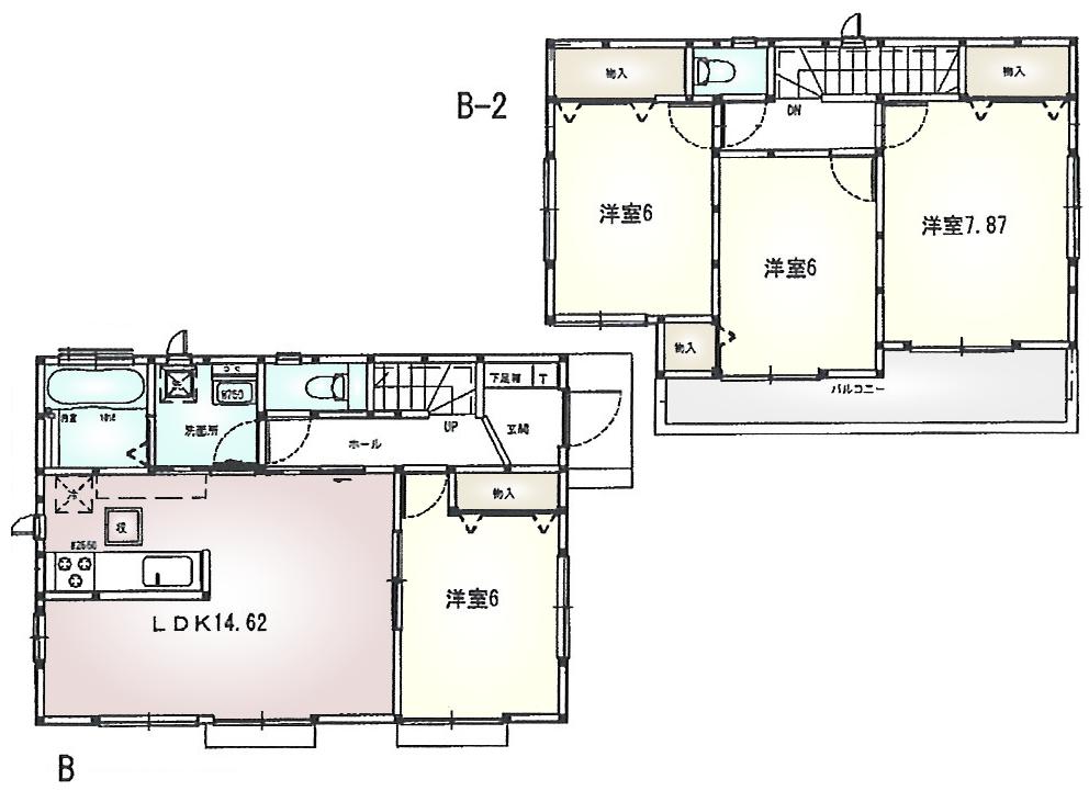 Floor plan. (B section), Price 24,800,000 yen, 4LDK, Land area 120.02 sq m , Building area 95.22 sq m