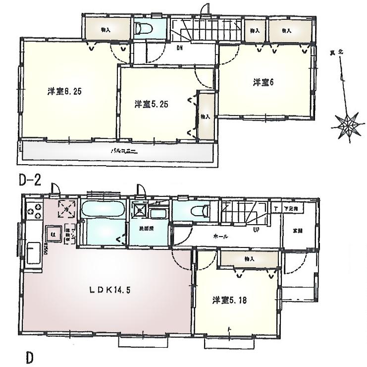 Floor plan. (D section), Price 22,800,000 yen, 4LDK, Land area 131.58 sq m , Building area 94.6 sq m