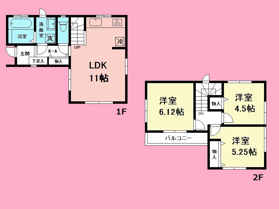 Floor plan. (1 Building), Price 31,800,000 yen, 3LDK, Land area 67.4 sq m , Building area 65.2 sq m